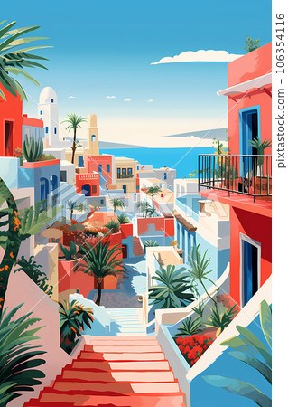 Illustration of a beautiful view of a tropical island 106354116