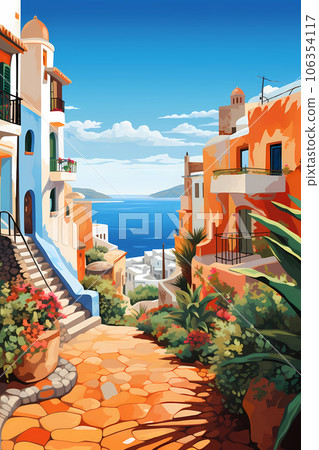 Illustration of a beautiful view of a tropical island Illustration of a beautiful view of a tropical island 106354117