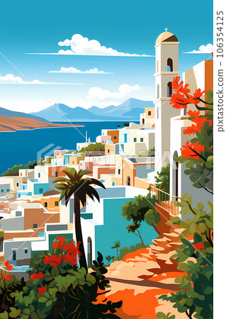Illustration of a beautiful view of a tropical island 106354125