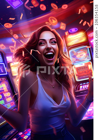 Illustration of entertainment and gambling in a luxury casino 106354158