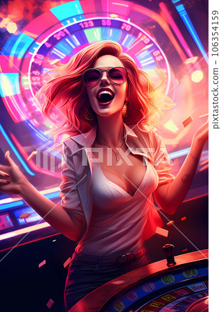 Illustration of entertainment and gambling in a luxury casino Illustration of entertainment and gambling in a luxury casino 106354159