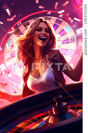 Illustration of entertainment and gambling in a luxury casino 106354169