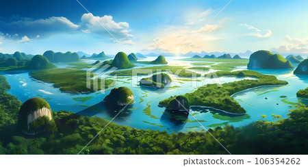 Illustration of a beautiful view of Phang Nga, Thailand 106354262
