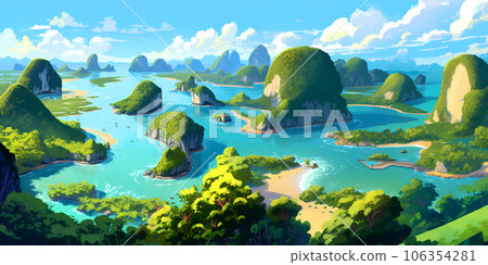 Illustration of a beautiful view of Phang Nga, Thailand Illustration of a beautiful view of Phang Nga, Thailand 106354281