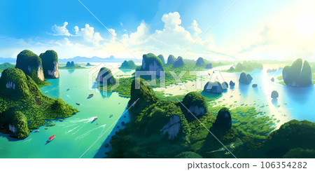 Illustration of a beautiful view of Phang Nga, Thailand 106354282