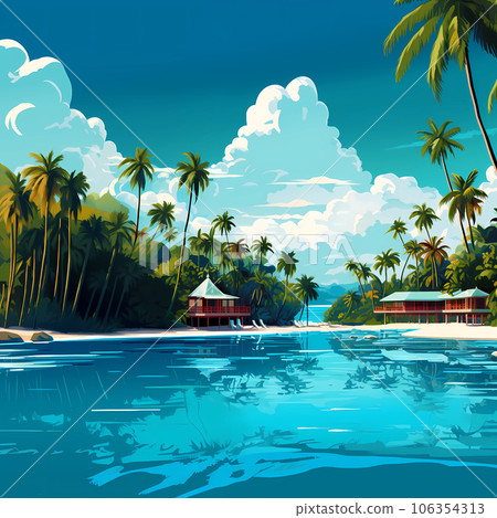 Illustration of a beautiful view of a tropical island 106354313