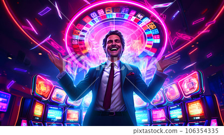 Illustration of entertainment and gambling in a luxury casino 106354335