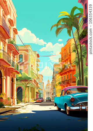 Illustration of a beautiful view of the island of Cuba 106354339