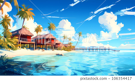 Illustration of a beautiful view of a tropical island 106354417