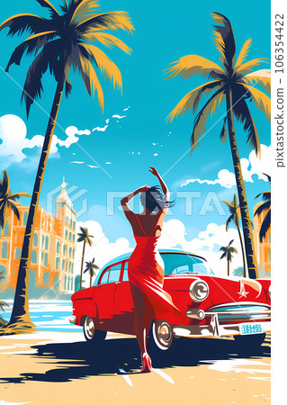 Illustration of a beautiful view of the island of Cuba 106354422