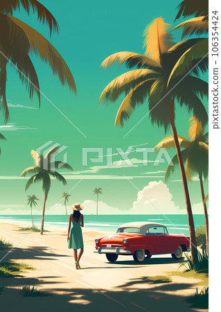 Illustration of a beautiful view of the island of Cuba 106354424