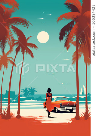 Illustration of a beautiful view of the island of Cuba 106354425