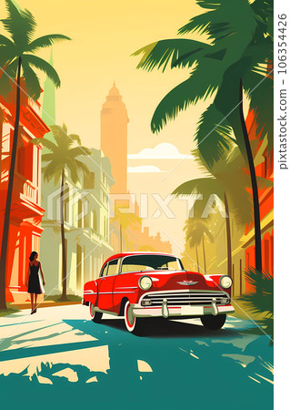 Illustration of a beautiful view of the island of Cuba 106354426