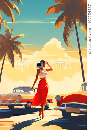Illustration of a beautiful view of the island of Cuba 106354427