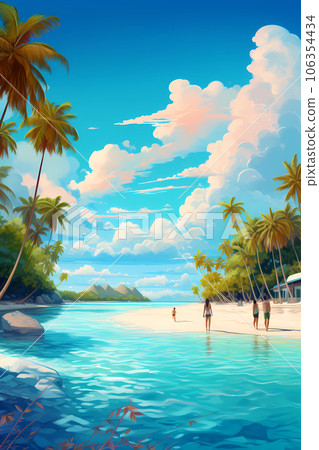 Illustration of a beautiful view of a tropical island 106354434