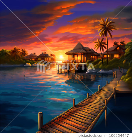 Illustration of a beautiful view of a tropical island 106354447