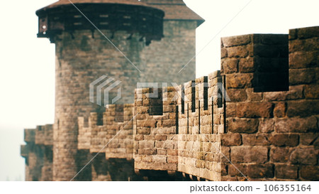 old castle walls at the sunset old castle walls at the sunset 106355164