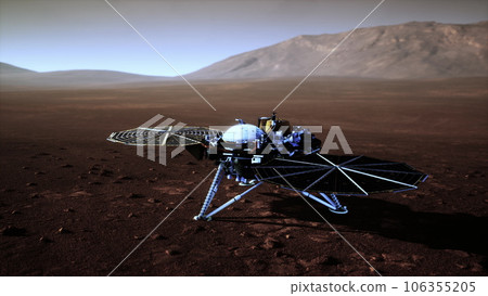 Insight Mars exploring the surface of red planet. Elements furnished by NASA. Insight Mars exploring the surface of red planet. Elements furnished by NASA. 106355205