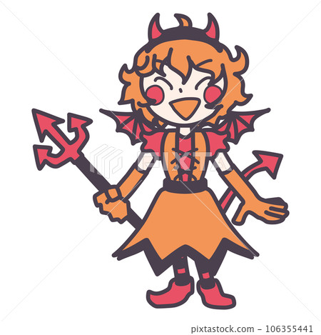 Color illustration of a smiling girl in a cute devil costume 106355441