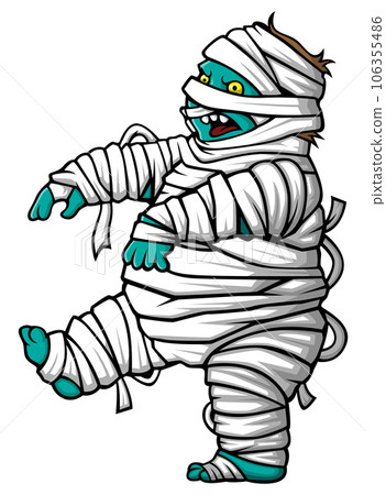 Cartoon scary halloween fat mummy walking of illustration 106355486