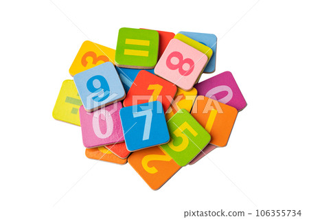 Math number colorful on white background with clipping path, education study mathematics learning teach concept. Math number colorful on white background with clipping path, education study mathematics learning teach concept. 106355734
