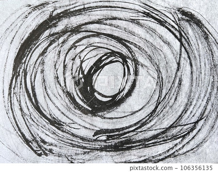 日式背景材料圓形漩渦圖案用墨水繪製，藝術圖案用墨水繪製，日本紙上的墨繪壁紙，手繪圖案 106356135