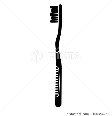 Insulated toothbrush for dental care, black silhouette, vector illustration 106356238