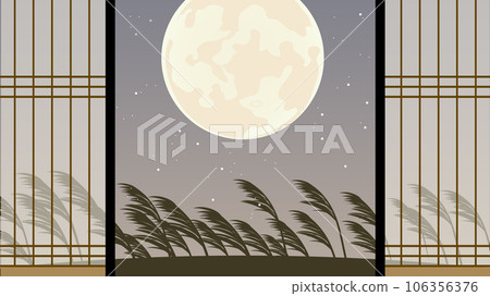 Full moon background material that can be used for moon viewing 106356376