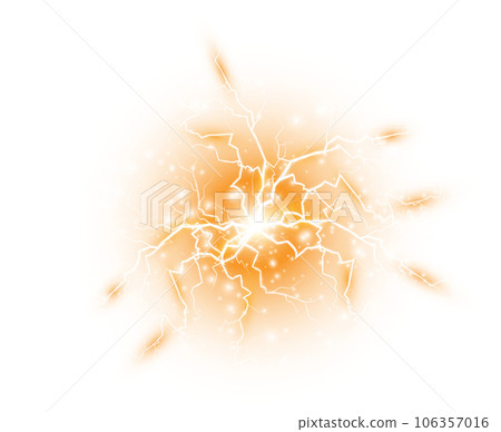 Yellow Magic lightning and bright light effects. Discharge electric current. Charge current. Natural phenomena. PNG. Yellow Magic lightning and bright light effects. Discharge electric current. Charge current. Natural phenomena. PNG. 106357016