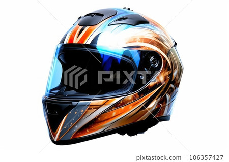 An eye-catching image displaying a one motorbike helmet on a white backdrop, appealing to individuals involved in various extreme sports and outdoor activities. Generative AI 106357427