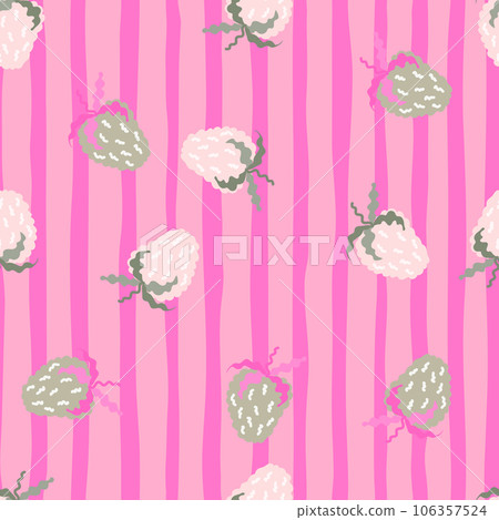 Cute strawberries seamless pattern. Doodle strawberry endless background. Hand drawn fruits wallpaper 106357524