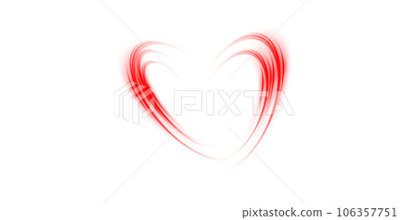 Abstract red light lines of movement and speed in the shape of heart. Glow light effect. PNG. 106357751