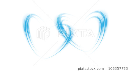 Abstract blue light lines of movement and speed in the shape of two hearts. Glow light effect. PNG. 106357753