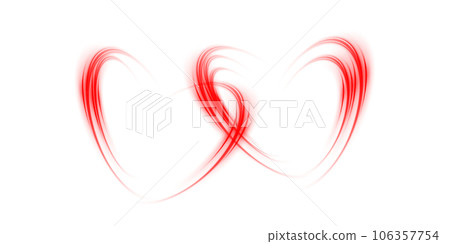 Abstract red light lines of movement and speed in the shape of two hearts. Glow light effect. PNG. 106357754