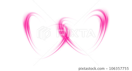 Abstract pink light lines of movement and speed in the shape of two hearts. Glow light effect. PNG. 106357755
