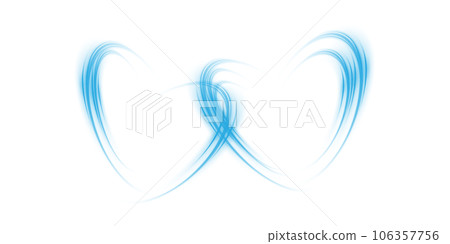 Abstract blue light lines of movement and speed in the shape of two hearts. Glow light effect. PNG. 106357756