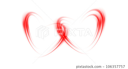 Abstract red light lines of movement and speed in the shape of two hearts. Glow light effect. PNG. Abstract red light lines of movement and speed in the shape of two hearts. Glow light effect. PNG. 106357757