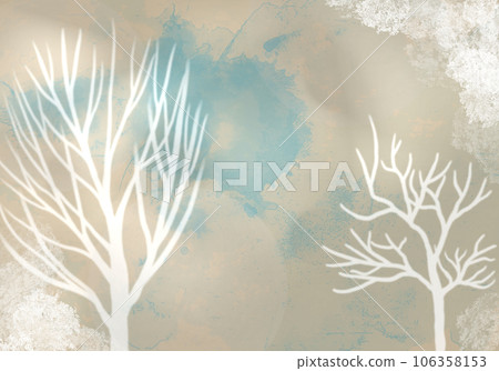 Fantastic forest, white trees and blurred watercolor landscape illustration 106358153