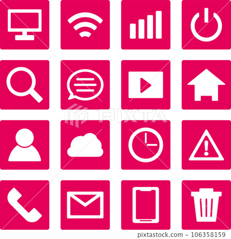 Rounded rectangle simple SNS icon set _ 16 types _ 02 Rounded rectangle simple SNS icon set _ 16 types _ 02 106358159