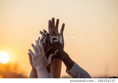 United in Friendship: Multi-Racial Hands High-Five United in Friendship: Multi-Racial Hands High-Five 106358235