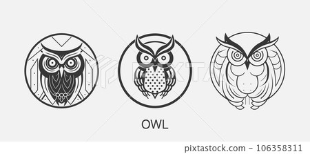Modern abstract Owl logo template. Owl bird line art. 106358311