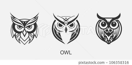 Modern abstract Owl logo template. Owl bird line art. 106358316