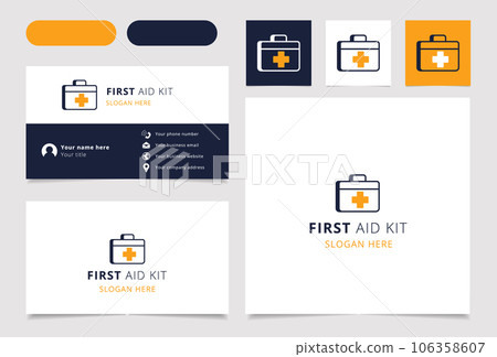 First aid kit logo design with editable slogan.... - Stock Illustration ...