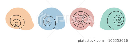 Underwater shells. Sea shells, mollusks, scallop, pearls. Tropical underwater shells. Vector illustration. 106358616