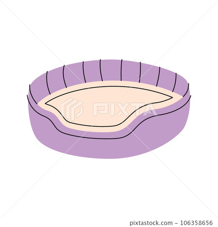 Pet bed, cushion pillow sleep. Animals accessories, pet toy supplies. Vector illustration. 106358656