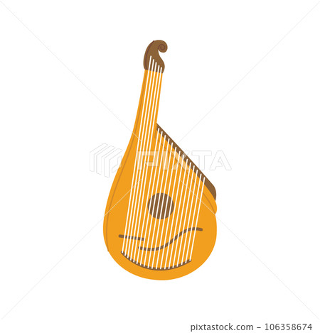 Bandura, string instrument. Musical instruments silhouette. Vector illustration. Bandura, string instrument. Musical instruments silhouette. Vector illustration. 106358674