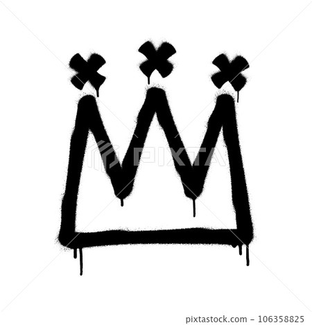 Sprayed crown with overspray in black over white. Vector illustration. 106358825