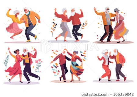 Hand Drawn elderly person dancing happily in flat style 106359048