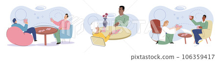 Game together. Family fun. Friendship time. Vector illustration. People playing games together discover new aspects of each other s personalities Family game nights allow everyone to unwind and enjoy 106359417