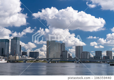 《Tokyo》 Tower apartments lined up, Tokyo Bay area in the summer sky 106359440